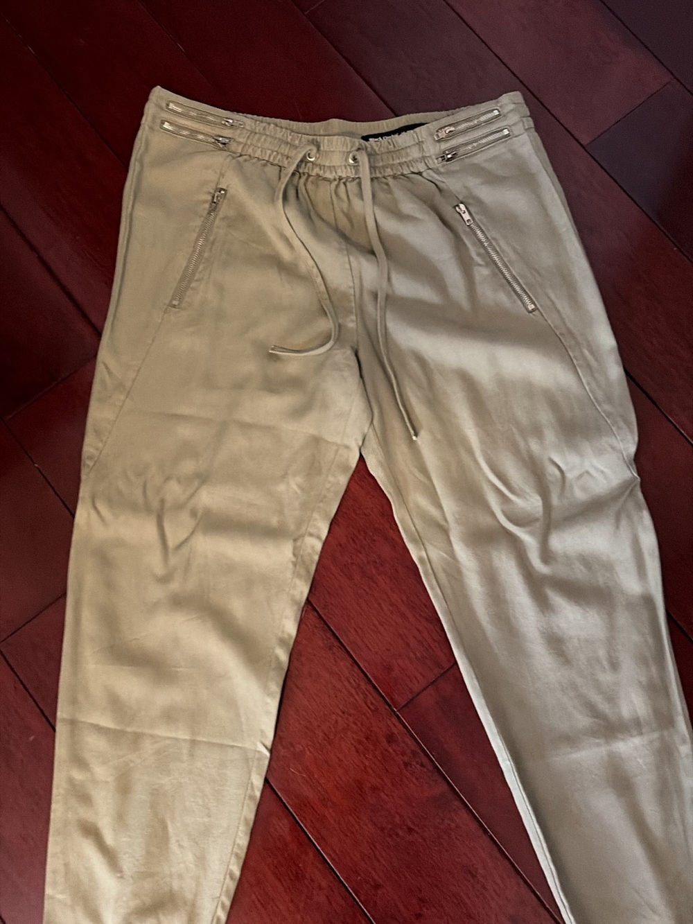 Black Orchid Denim Olive Drawstring Joggers with Zip Pockets